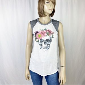 🌟3/$30 Express Sleeveless FloralSkull Graphic Tee